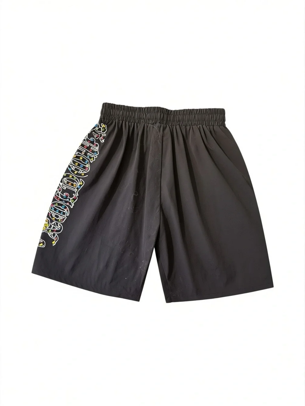 Men's Black Graphic Swim Shorts with Multicolor Logo